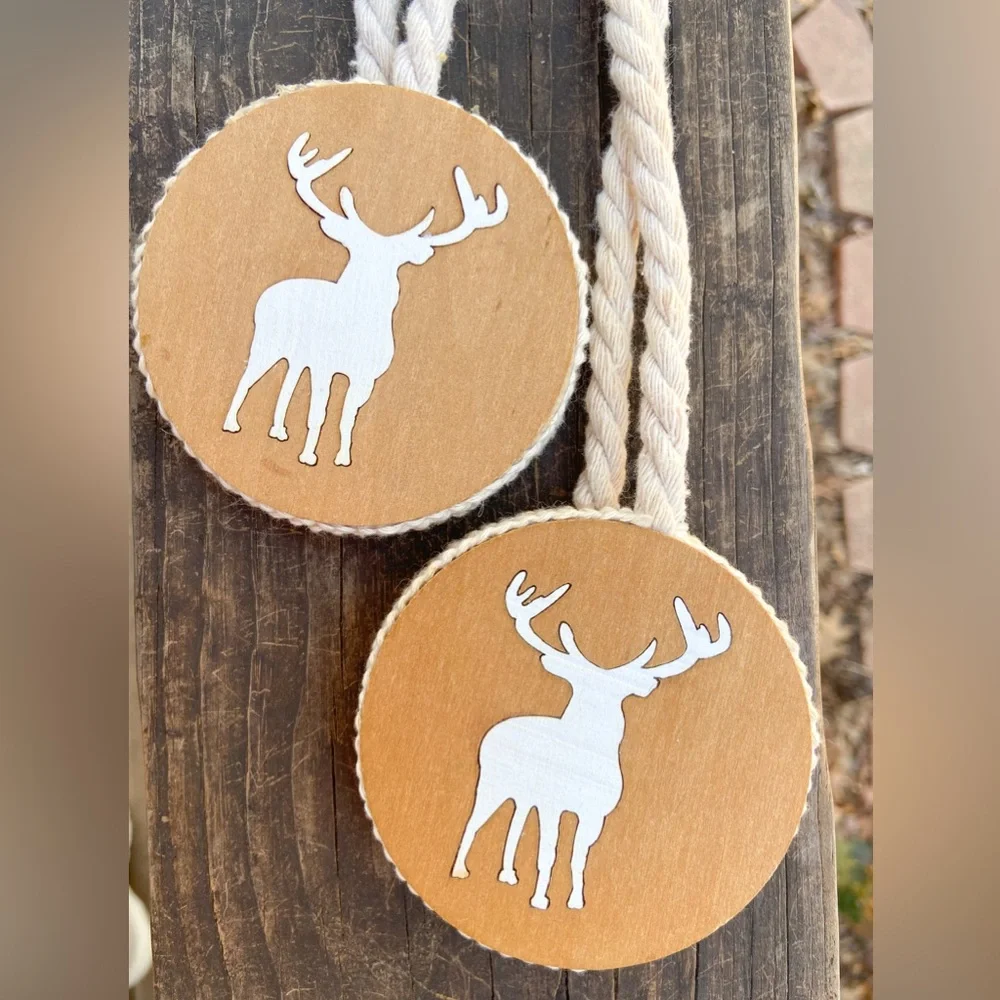Magnetic Curtain Rope Tie Backs for Windows. Rope & Round Wooden Deer Tie Backs